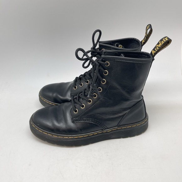 Dr. Martens Zavala Boots Womens 7 Black Lace Up Leather Combat Grunge Shoes - Picture 3 of 9